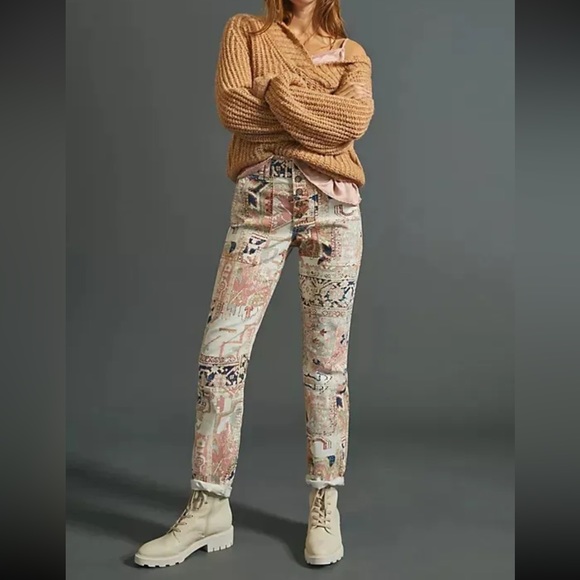 Anthropologie The Wanderer Utility Pants Tapestry Pattern Button Fly Size 27 - Picture 3 of 15